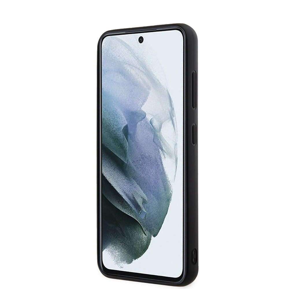 Housse pour Samsung Galaxy S23 S911, Karl Lagerfeld, Logo Pailleté en Caoutchouc 3D, Noire