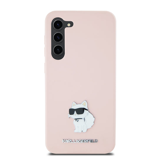 Étui pour Samsung Galaxy S23 S911, Karl Lagerfeld, Silicone Choupette Metal, Rose