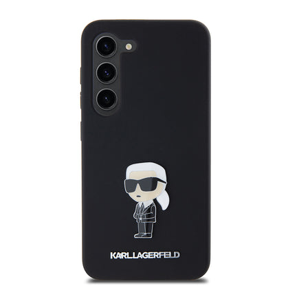 Case for Samsung Galaxy S23 S911, Karl Lagerfeld, Silicone Ikonik Karl Metal, Black