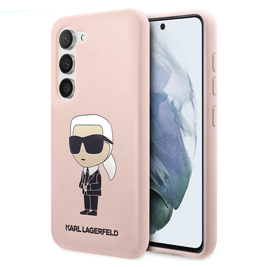 Étui pour Samsung Galaxy S23 S911, Karl Lagerfeld, Silicone Ikonik Karl, Rose