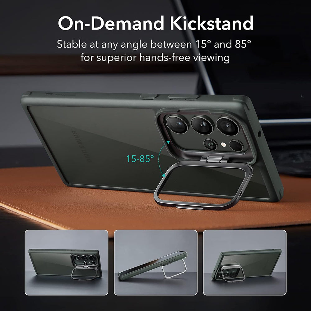 Étui pour Samsung Galaxy S23 Ultra S918, ESR, Classic Kickstand, Vert Transparent