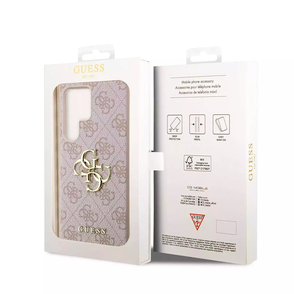 Étui pour Samsung Galaxy S23 Ultra S918, Guess, 4G Big Logo, Rose.