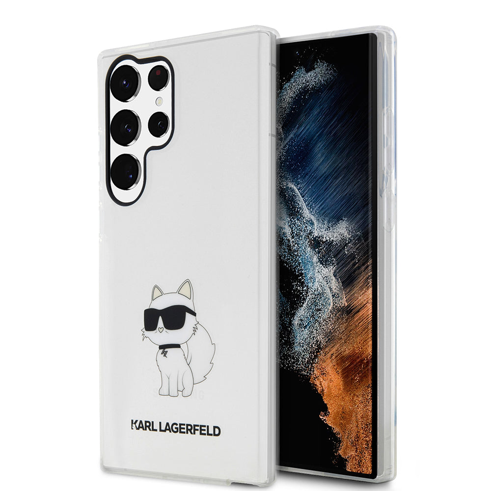 Étui pour Samsung Galaxy S23 Ultra S918, Karl Lagerfeld, Ikonik Choupette, Transparent