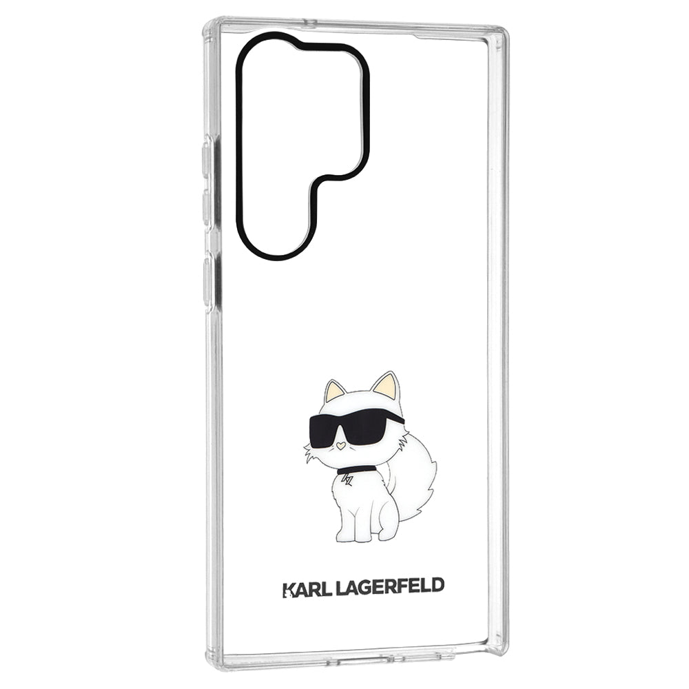 Étui pour Samsung Galaxy S23 Ultra S918, Karl Lagerfeld, Ikonik Choupette, Transparent