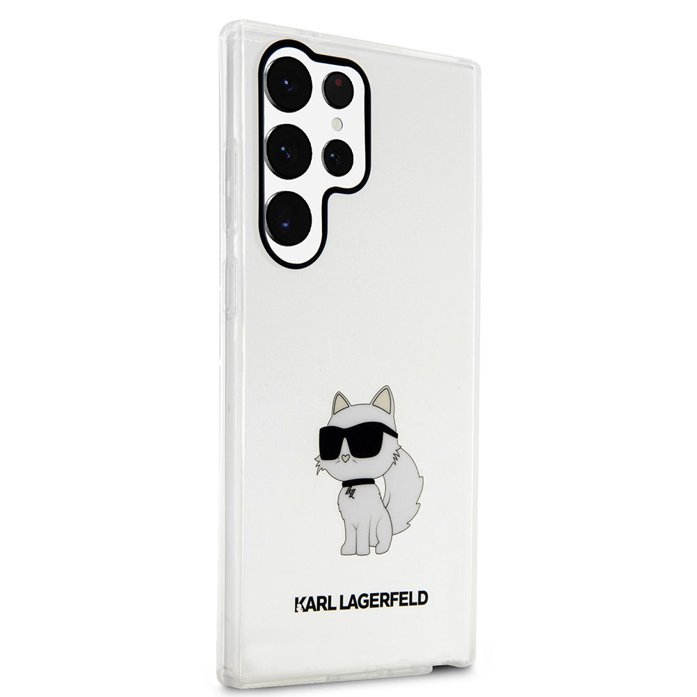 Étui pour Samsung Galaxy S23 Ultra S918, Karl Lagerfeld, Ikonik Choupette, Transparent