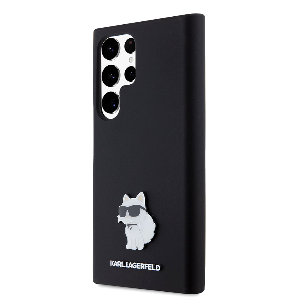 Étui pour Samsung Galaxy S23 Ultra S918, Karl Lagerfeld, Silicone Choupette, Noir