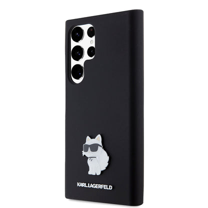 Étui pour Samsung Galaxy S23 Ultra S918, Karl Lagerfeld, Silicone Choupette, Noir