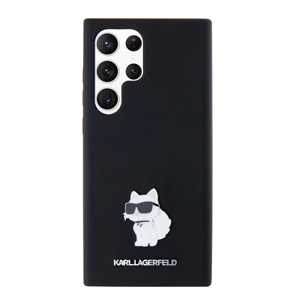 Étui pour Samsung Galaxy S23 Ultra S918, Karl Lagerfeld, Silicone Choupette, Noir