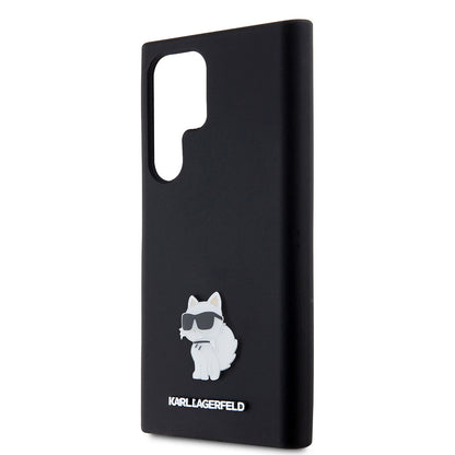 Étui pour Samsung Galaxy S23 Ultra S918, Karl Lagerfeld, Silicone Choupette, Noir