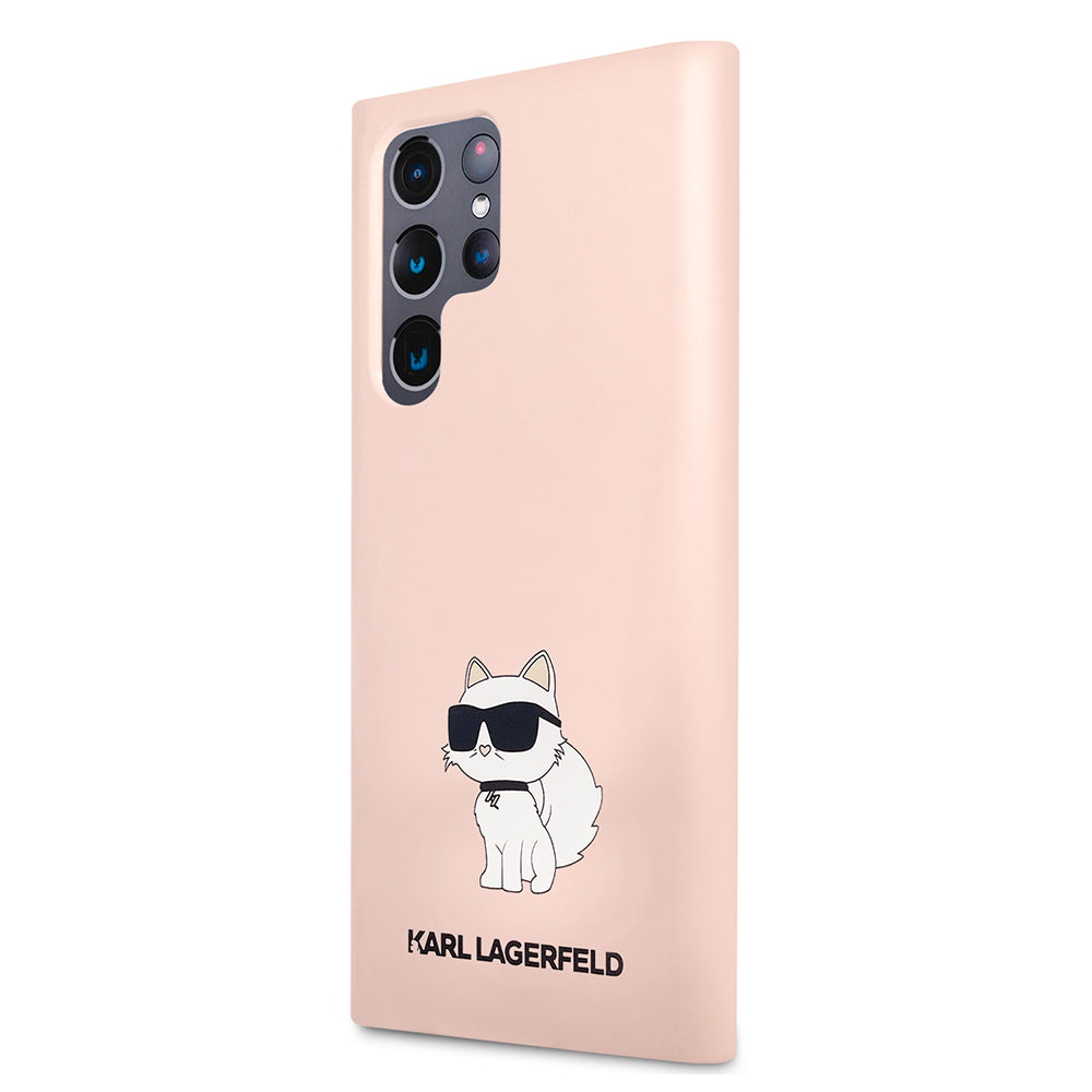 Étui pour Samsung Galaxy S23 Ultra S918, Karl Lagerfeld, Silicone Choupette, Rose