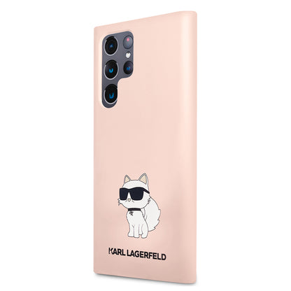Étui pour Samsung Galaxy S23 Ultra S918, Karl Lagerfeld, Silicone Choupette, Rose