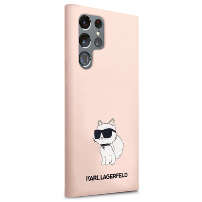 Étui pour Samsung Galaxy S23 Ultra S918, Karl Lagerfeld, Silicone Choupette, Rose