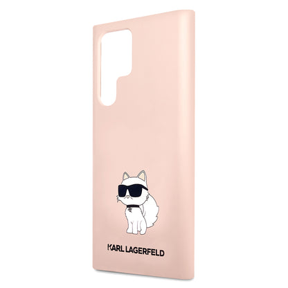 Étui pour Samsung Galaxy S23 Ultra S918, Karl Lagerfeld, Silicone Choupette, Rose