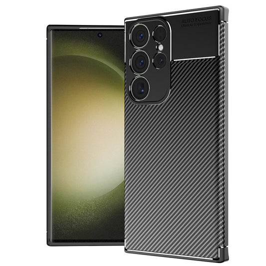 Coque pour Samsung Galaxy S23 Ultra S918, Techsuit, Fibre de carbone, Noire