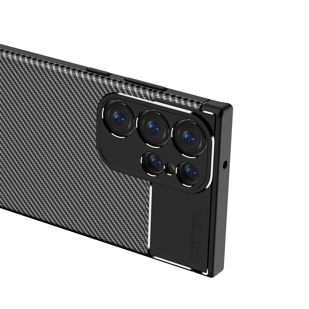 Coque pour Samsung Galaxy S23 Ultra S918, Techsuit, Fibre de carbone, Noire