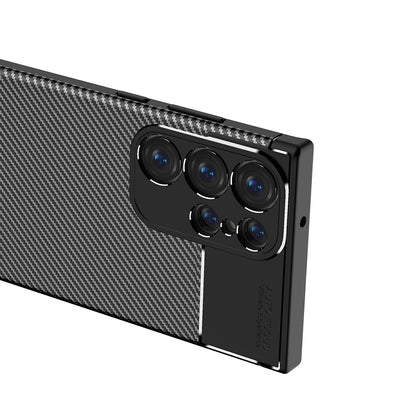 Coque pour Samsung Galaxy S23 Ultra S918, Techsuit, Fibre de carbone, Noire