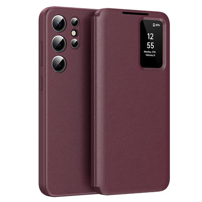 Coque pour Samsung Galaxy S23 Ultra S918, Techsuit, SmartView, Rouge