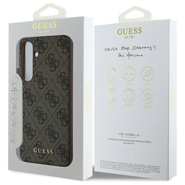 Étui pour Samsung Galaxy S24 FE S721, Guess, 4G Charm, Marron