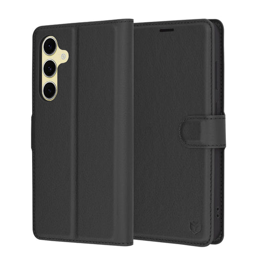 Coque pour Samsung Galaxy S24 FE S721, Techsuit, Folio en cuir, Noire