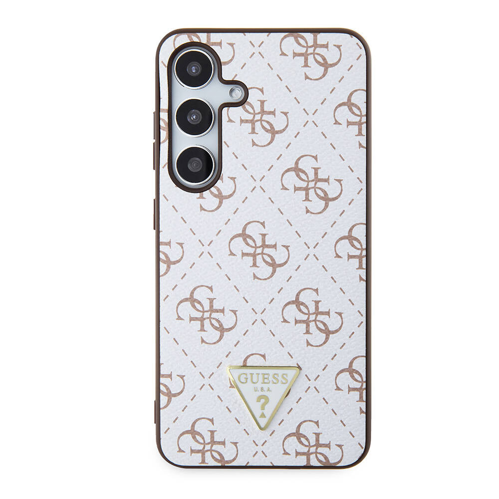 Étui pour Samsung Galaxy S24+ S926, Guess, logo Triangle 4G, Blanc