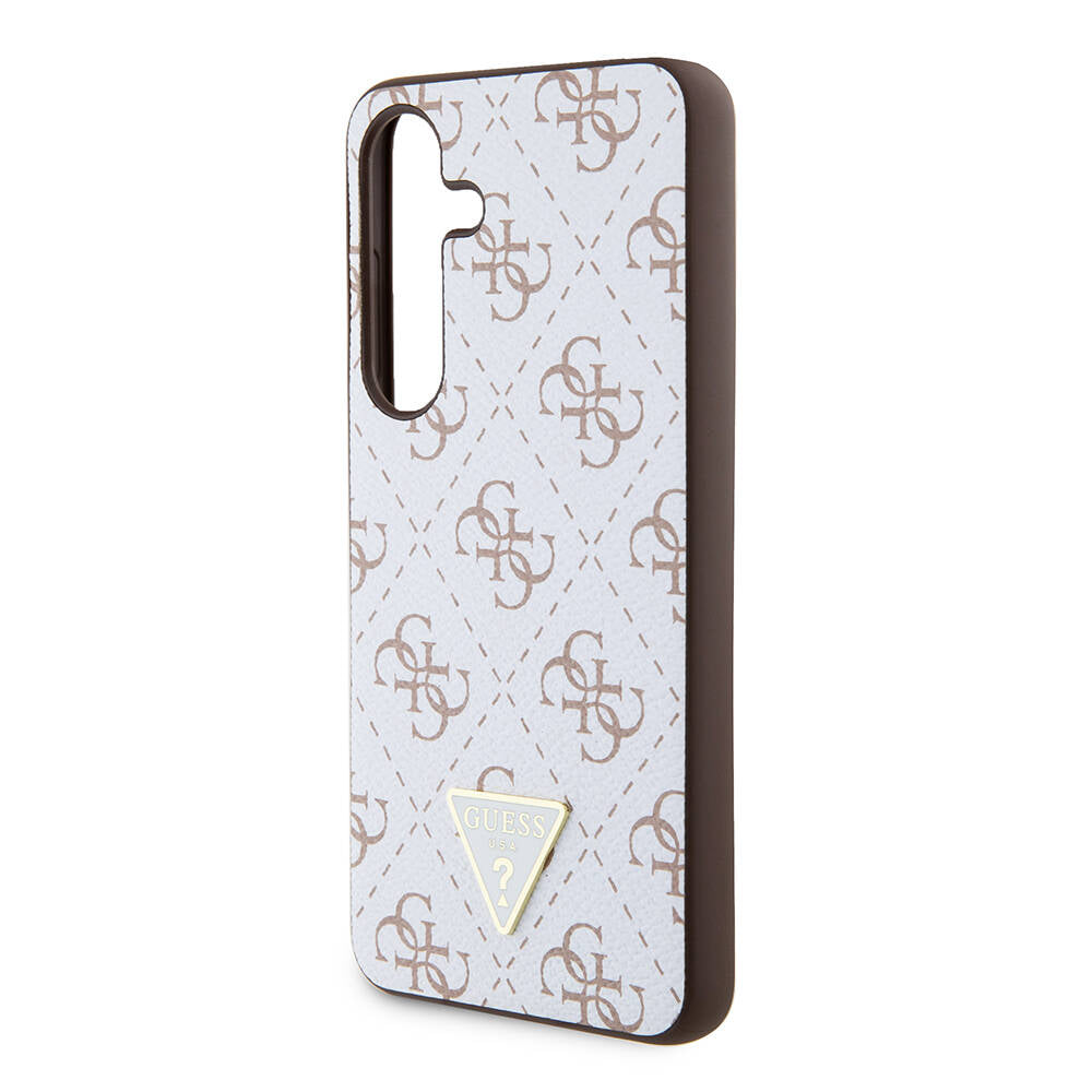Étui pour Samsung Galaxy S24+ S926, Guess, logo Triangle 4G, Blanc