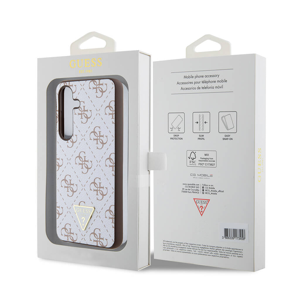 Étui pour Samsung Galaxy S24+ S926, Guess, logo Triangle 4G, Blanc