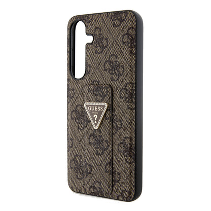 Étui pour Samsung Galaxy S24+ S926, Guess, Grip Stand 4G Triangle Strass, Marron