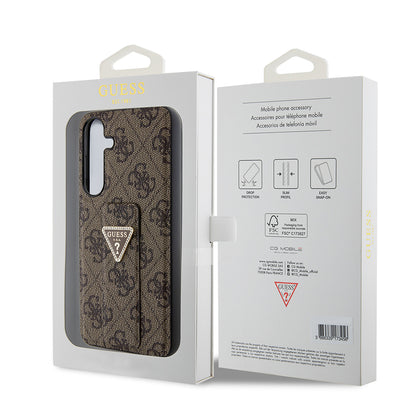Étui pour Samsung Galaxy S24+ S926, Guess, Grip Stand 4G Triangle Strass, Marron