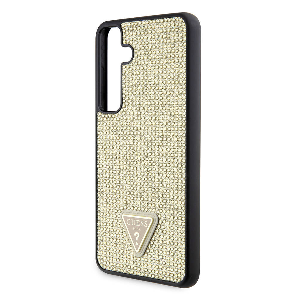 Étui pour Samsung Galaxy S24+ S926, Guess, logo triangle en strass, doré