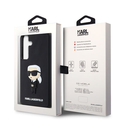 Étui pour Samsung Galaxy S24+ S926, Karl Lagerfeld, 3D Rubber Ikonik Karl, Noir
