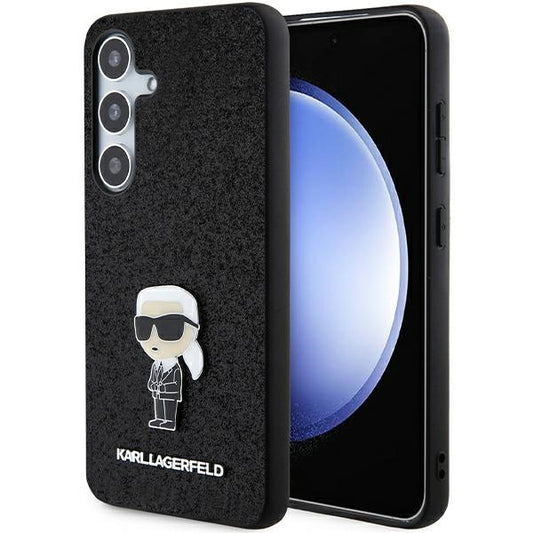 Housse pour Samsung Galaxy S24+ S926, Karl Lagerfeld, Glitter Ikonik Karl Logo, Noire