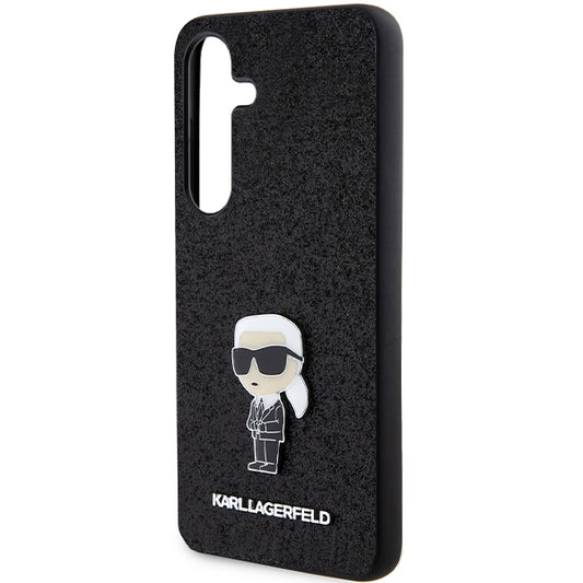 Housse pour Samsung Galaxy S24+ S926, Karl Lagerfeld, Glitter Ikonik Karl Logo, Noire
