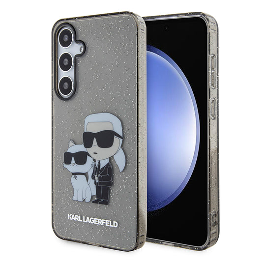 Étui pour Samsung Galaxy S24+ S926, Karl Lagerfeld, Glitter Karl & Choupette, Bleu