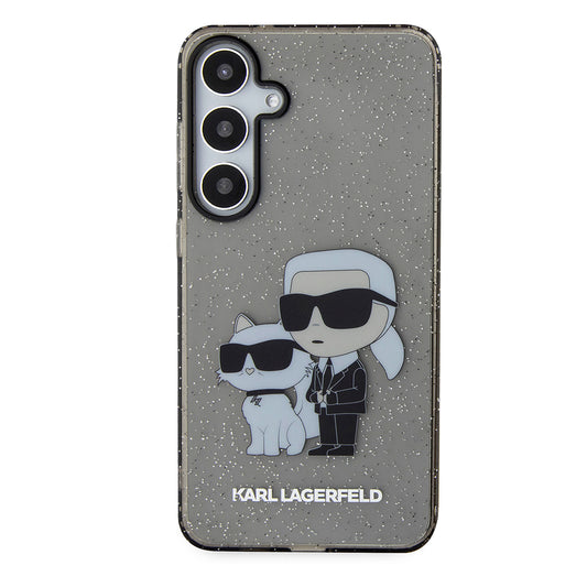 Étui pour Samsung Galaxy S24+ S926, Karl Lagerfeld, Glitter Karl & Choupette, Bleu