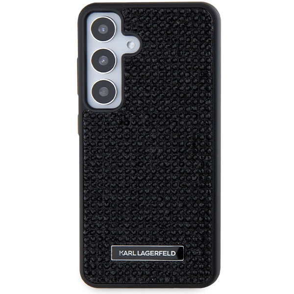 Étui pour Samsung Galaxy S24+ S926, Karl Lagerfeld, Plaque Métallique Strass, Noir