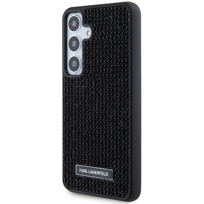 Étui pour Samsung Galaxy S24+ S926, Karl Lagerfeld, Plaque Métallique Strass, Noir
