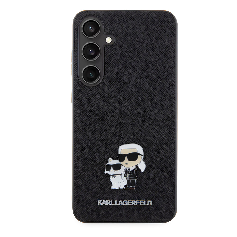 Étui pour Samsung Galaxy S24+ S926, Karl Lagerfeld, Saffiano Karl & Choupette Metal, Noir