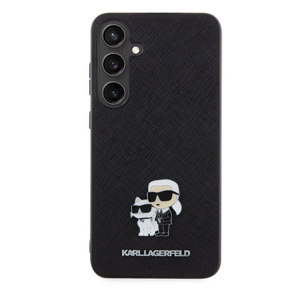 Étui pour Samsung Galaxy S24+ S926, Karl Lagerfeld, Saffiano Karl & Choupette Metal, Noir