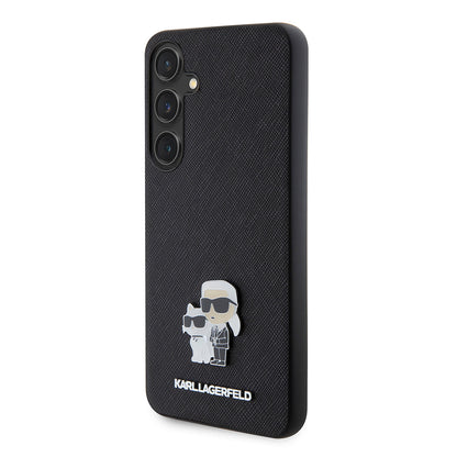 Étui pour Samsung Galaxy S24+ S926, Karl Lagerfeld, Saffiano Karl & Choupette Metal, Noir
