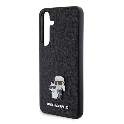 Étui pour Samsung Galaxy S24+ S926, Karl Lagerfeld, Saffiano Karl & Choupette Metal, Noir