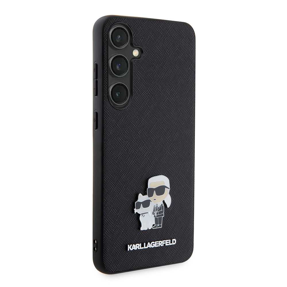 Étui pour Samsung Galaxy S24+ S926, Karl Lagerfeld, Saffiano Karl & Choupette Metal, Noir