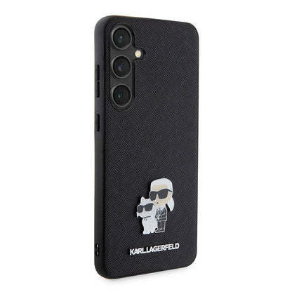 Étui pour Samsung Galaxy S24+ S926, Karl Lagerfeld, Saffiano Karl & Choupette Metal, Noir