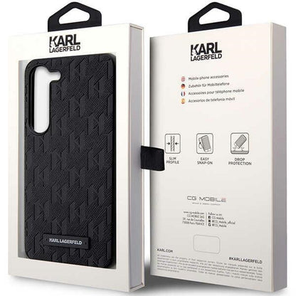 Étui pour Samsung Galaxy S24+ S926, Karl Lagerfeld, Saffiano Monogram Metal Logo, Noir