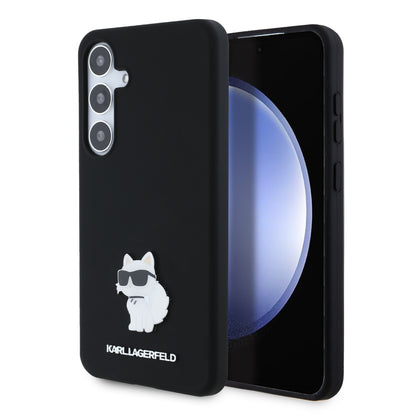 Étui pour Samsung Galaxy S24+ S926, Karl Lagerfeld, Silicone Choupette Metal, Noir