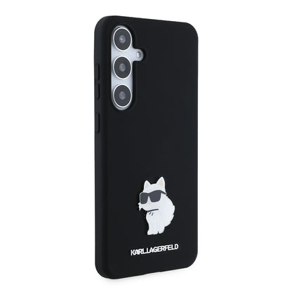 Étui pour Samsung Galaxy S24+ S926, Karl Lagerfeld, Silicone Choupette Metal, Noir