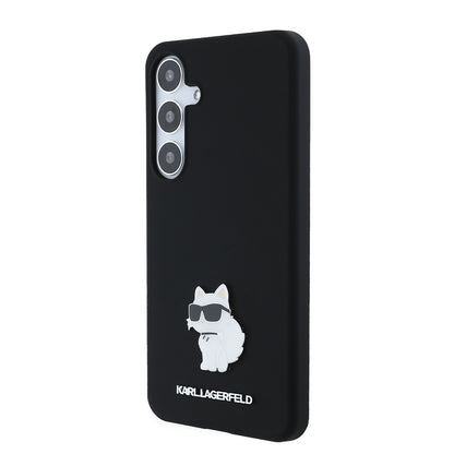 Étui pour Samsung Galaxy S24+ S926, Karl Lagerfeld, Silicone Choupette Metal, Noir
