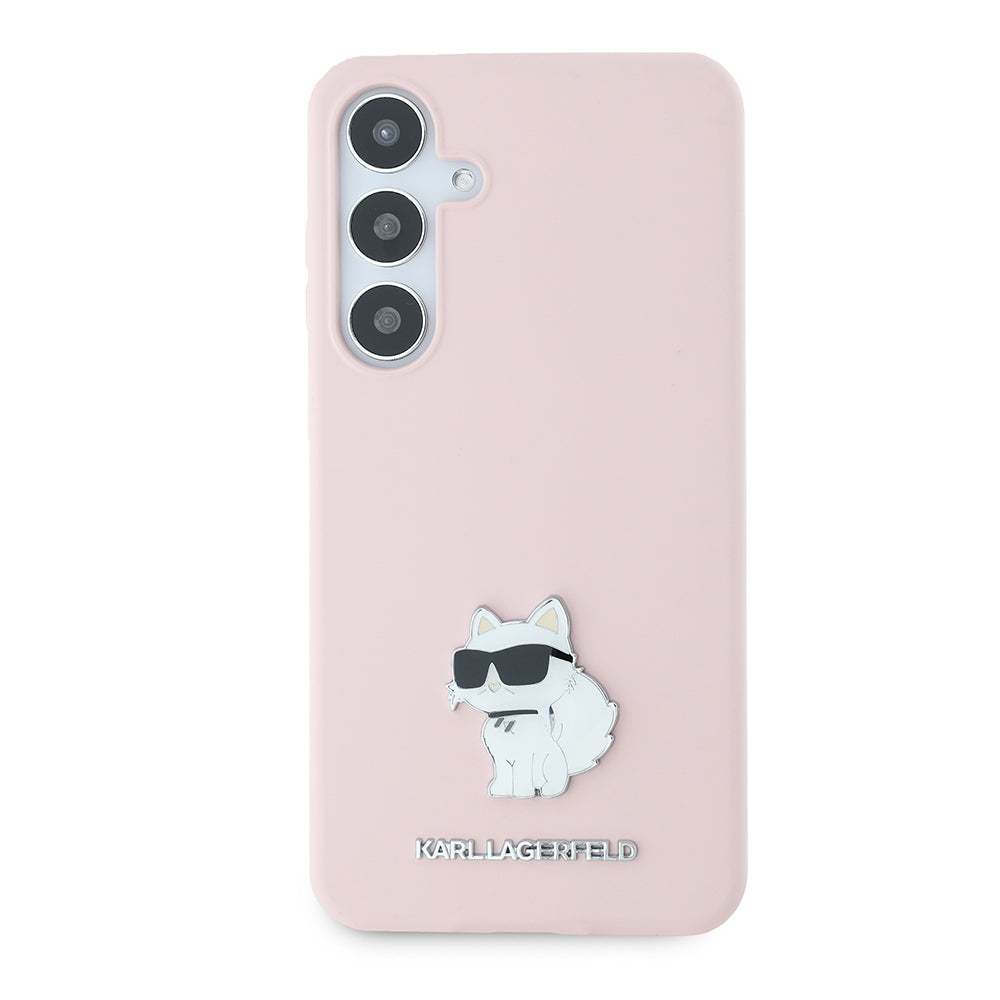 Étui pour Samsung Galaxy S24+ S926, Karl Lagerfeld, Silicone Choupette Metal, Rose