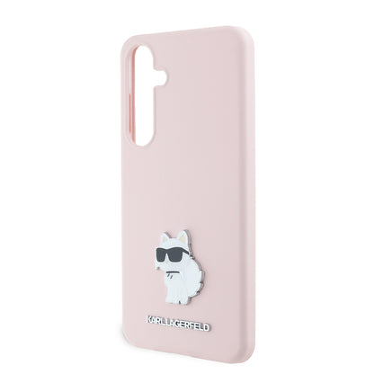 Étui pour Samsung Galaxy S24+ S926, Karl Lagerfeld, Silicone Choupette Metal, Rose