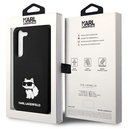 Étui pour Samsung Galaxy S24+ S926, Karl Lagerfeld, Silicone Choupette, Noir