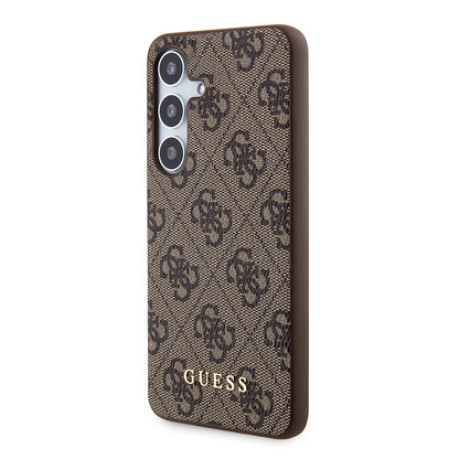 Étui pour Samsung Galaxy S24 S921, Guess, Logo Or Métal 4G, Marron